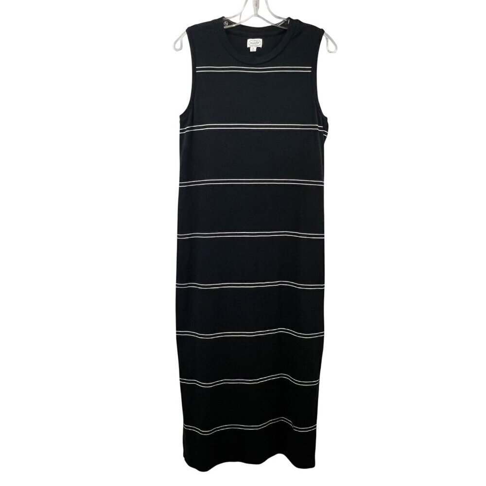 Mudpie Striped Maxi Dress Sleeveless Black/White Size Small Side Slits